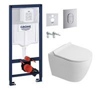 Grohe - Rapid SL pack WC bâti-support + WC suspendu Ceramia PixL + abattant SoftClose + set d'isolation + plaque chrome (GRCEPXWT01-FR)