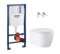 Grohe - Rapid SL pack WC bâti-support + WC suspendu sans bride Grohe avec abattant SoftClose + plaque (GRRGRSTWR01-FR)