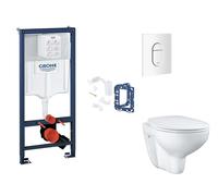 Grohe Rapid SL - Set bâti-support, cuvette, abattant SoftClose et plaque de déclenchement Arena Cosmopolitan et kit pour insertion de tablette, blanc alpin SANI11BB3146