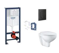Grohe Rapid SL - Set bâti-support, cuvette, abattant SoftClose et plaque de déclenchement Even et kit pour insertion de tablette, phantom black SANI11BB5133