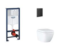 Grohe Rapid SL - Set bâti-support, cuvette, abattant SoftClose et plaque de déclenchement Even, Triple Vortex, phantom black SANI11BB5116