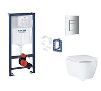 Grohe Rapid SL - Set bâti-support, cuvette, abattant SoftClose et plaque de déclenchement Skate Cosmopolitan et kit pour insertion de tablette, chrome SANI11BB2139
