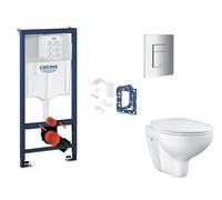Grohe Rapid SL - Set bâti-support, cuvette, abattant SoftClose et plaque de déclenchement Skate Cosmopolitan et kit pour insertion de tablette, chrome SANI11BB2133