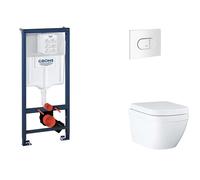Grohe Rapid SL - Set bâti-support, cuvette, abattant SoftClose, plaque de déclenchement Arena Cosmopolitan, Triple Vortex, blanc alpin SANI11BB3124