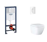 Grohe Rapid SL - Set bâti-support, cuvette, abattant SoftClose, plaque de déclenchement Arena Cosmopolitan, Triple Vortex, blanc alpin SANI11BB3122