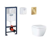 Grohe Rapid SL - Set bâti-support, cuvette, abattant SoftClose, plaque de déclenchement Arena Cosmopolitan S, Triple Vortex, Cool Sunrise brossé SANI11BB4129
