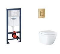 Grohe Rapid SL - Set bâti-support, cuvette, abattant SoftClose, plaque de déclenchement Skate Cosmopolitan, Triple Vortex, Cool Sunrise brossé SANI11BB4126