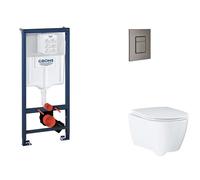 Grohe Rapid SL - Set bâti-support, cuvette, abattant SoftClose, plaque de déclenchement Skate Cosmopolitan, Hard Graphite brossé SANI11BB5123
