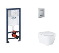 Grohe Rapid SL - Set bâti-support, cuvette, abattant SoftClose, plaque de déclenchement Skate Cosmopolitan, inox brossé SANI11BB2124