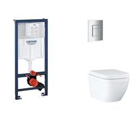 Grohe Rapid SL - Set bâti-support, cuvette, abattant SoftClose, plaque de déclenchement Skate Cosmopolitan, Triple Vortex, chrome SANI11BB2116