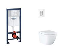Grohe Rapid SL - Set bâti-support, cuvette, abattant SoftClose, plaque de déclenchement Skate Cosmopolitan, Triple Vortex, Moon White SANI11BB3123