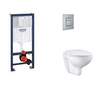 Grohe Rapid SL - Set bâti-support, cuvette, abattant SoftClose, plaque de déclenchement Skate Cosmopolitan, inox brossé SANI11BB2115