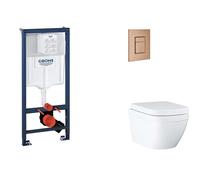 Grohe Rapid SL - Set bâti-support, cuvette, abattant SoftClose, plaque de déclenchement Skate Cosmopolitan, Triple Vortex, Warm Sunset brossé SANI11BB4128