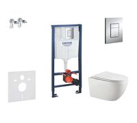 Grohe Rapid SL - Set bâti-support, cuvette Gaia et abattant softclose, plaque de déclenchement Skate Cosmopolitan, chrome SANI11BA1106