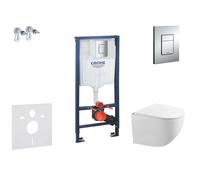 Grohe Rapid SL - Set bâti-support, cuvette Gaia et abattant softclose, plaque de déclenchement Skate Cosmopolitan, chrome SANI11BA1105