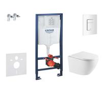 Grohe Rapid SL - Set bâti-support, cuvette Oudee et abattant SoftClose, plaque de déclenchement Skate Cosmopolitan, blanc alpin SANI11BA3113