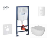 Grohe Rapid SL - Set bâti-support, cuvette Oudee et abattant SoftClose, plaque de déclenchement Skate Cosmopolitan, blanc alpin SANI11BA3101