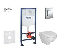 Grohe Rapid SL - Set bâti-support, WC et siège Jika Lyra Plus, plaque de déclenchement Skate Cosmopolita, chrome 38528SET-KJ2