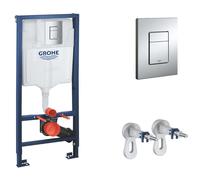 Grohe Rapid SL - Set d’installation en applique pour WC suspendu, hauteur 1,13 m, plaque de déclenchement Skate Cosmopolitan, chrome 38772001