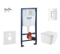 Grohe Rapid SL - Set de bâti-support, cuvette Arkas I et abattant softclose, plaque de déclenchement Skate Cosmopolitan, blanc alpin SANI11BA3115