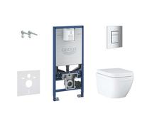 Grohe Rapid SLX - Ensemble bâti-support, cuvette de toilette, siège, plaque de déclenchement Skate Cosmopolitan S, Rimless, softclose 39603SET-KX