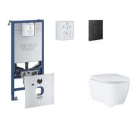 Grohe Rapid SLX - Set bâti-support, cuvette, abattant SoftClose et plaque de déclenchement Even, phantom black SANI11BB5110