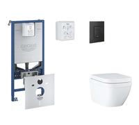 Grohe Rapid SLX - Set bâti-support, cuvette, abattant SoftClose et plaque de déclenchement Even, Triple Vortex, phantom black SANI11BB5104