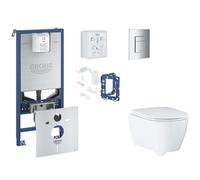 Grohe Rapid SLX - Set bâti-support, cuvette, abattant SoftClose et plaque de déclenchement Skate Cosmopolitan et kit pour insertion de tablette, chrome SANI11BB2131