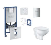 Grohe Rapid SLX - Set bâti-support, cuvette, abattant SoftClose et plaque de déclenchement Skate Cosmopolitan et kit pour insertion de tablette, chrome SANI11BB2125