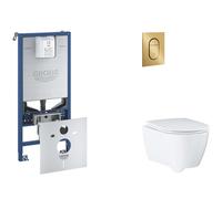 Grohe Rapid SLX - Set bâti-support, cuvette, abattant SoftClose, plaque de déclenchement Arena Cosmopolitan S, Cool Sunrise brossé SANI11BB4119