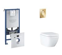 Grohe Rapid SLX - Set bâti-support, cuvette, abattant SoftClose, plaque de déclenchement Arena Cosmopolitan S, Triple Vortex, Cool Sunrise SANI11BB4110