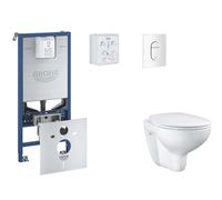 Grohe Rapid SLX - Set bâti-support, cuvette, abattant softclose, plaque de déclenchement Arena Cosmopolitan, blanc alpin SANI11BB3102