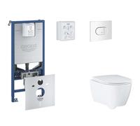 Grohe Rapid SLX - Set bâti-support, cuvette, abattant SoftClose, plaque de déclenchement Arena Cosmopolitan, blanc alpin SANI11BB3116