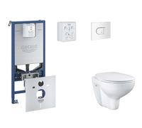 Grohe Rapid SLX - Set bâti-support, cuvette, abattant SoftClose, plaque de déclenchement Arena Cosmopolitan, blanc alpin SANI11BB3104