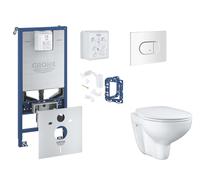 Grohe Rapid SLX - Set bâti-support, cuvette, abattant SoftClose, plaque de déclenchement Arena Cosmopolitan, blanc alpin SANI11BB3135