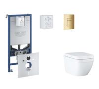 Grohe Rapid SLX - Set bâti-support, cuvette, abattant SoftClose, plaque de déclenchement Skate Cosmopolitan, Triple Vortex, Cool Sunrise SANI11BB4107