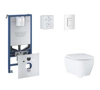 Grohe Rapid SLX - Set bâti-support, cuvette, abattant SoftClose, plaque de déclenchement Skate Cosmopolitan, blanc alpin SANI11BB3113