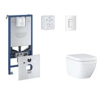 Grohe Rapid SLX - Set bâti-support, cuvette, abattant SoftClose, plaque de déclenchement Skate Cosmopolitan, Triple Vortex, blanc alpin SANI11BB3105