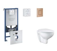 Grohe Rapid SLX - Set bâti-support, cuvette, abattant SoftClose, plaque de déclenchement Skate Cosmopolitan, Warm Sunset brossé SANI11BB4103