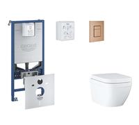 Grohe Rapid SLX - Set bâti-support, cuvette, abattant SoftClose, plaque de déclenchement Skate Cosmopolitan, Triple Vortex, Warm Sunset brossé SANI11BB4108
