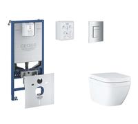 Grohe Rapid SLX - Set bâti-support, cuvette, abattant SoftClose, plaque de déclenchement Skate Cosmopolitan, Triple Vortex, chrome SANI11BB2104