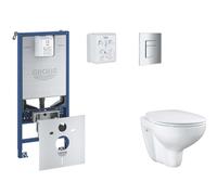 Grohe Rapid SLX - Set bâti-support, cuvette, abattant SoftClose, plaque de déclenchement Skate Cosmopolitan, chrome SANI11BB2101