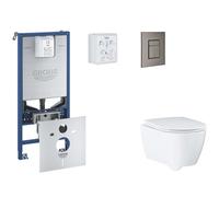 Grohe Rapid SLX - Set bâti-support, cuvette, abattant SoftClose, plaque de déclenchement Skate Cosmopolitan, Hard Graphite brossé SANI11BB5111