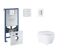 Grohe Rapid SLX - Set bâti-support, cuvette, abattant SoftClose, plaque de déclenchement Skate Cosmopolitan, Moon White SANI11BB3115