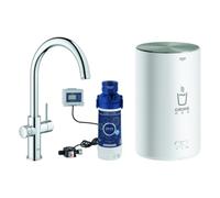 GROHE Mitigeur sur pied Red Duo 30083001 StarLight Chrome - bec en C, Taille M, avec chaudière