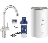 Grohe Red duo mélangeur de cuisine 30083DC1 supersteel, taille M, bec en C, avec chaudière
