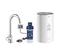 GROHE Red Mono Set robinets d'eau froide, portée 153mm, bec C, avec GROHE Red chauffe-eau taille M, 30085001, Couleur: chrome