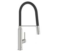 GROHE Robinet de Cuisine évier Feel, Douchette extractible 2 jets, Rotation 360°, Bec Haut, Installation et nettoyage facile, Noir et supersteel, 31489DC0 (Import Allemagne)