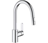 Robinet de cuisine évier Get, robinet avec douchette extractible, bec en forme de U, inverseur 2 jets, Supersteel, 31484001