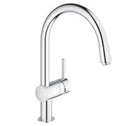 GROHE Robinet de Cuisine Minta, Plage de Rotation de 360°, Douchette Escamotable, Starlight, Basse Pression, Bec En C 32511000 (Import Allemagne)